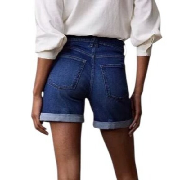 LC Lauren Conrad Womens High Rise Light Wash Cuff Bermuda Jean Shorts Sz 12 New - Picture 2 of 7